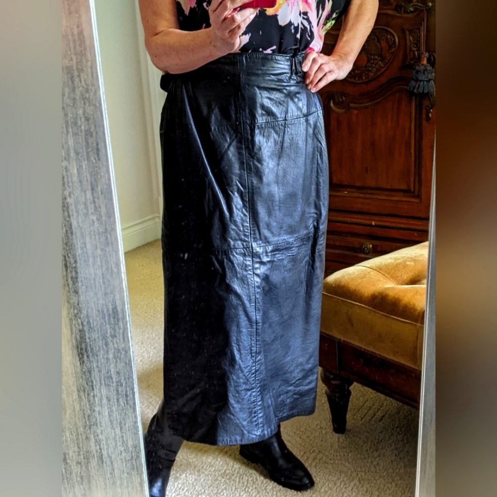 Butter Soft Leather Midi Skirt - Picture 1 of 13